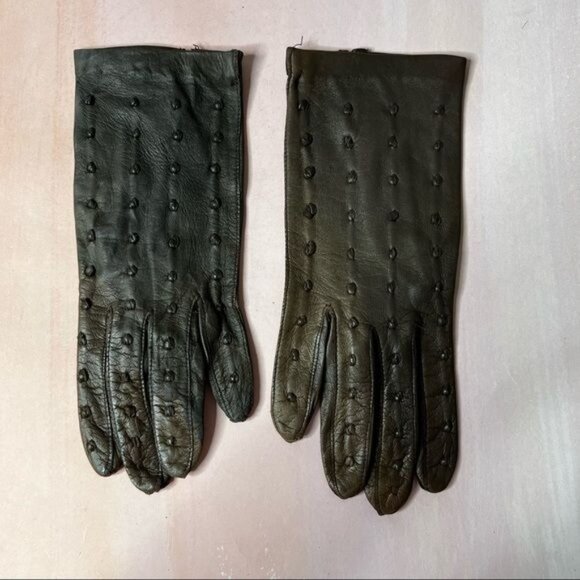 Vintage Leather Threaded Driving Gloves
